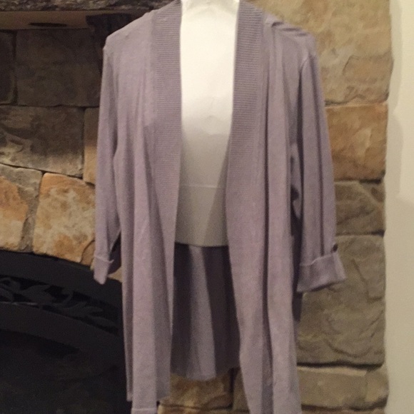 Laura Ashley Sweaters - Light gray open front cardigan